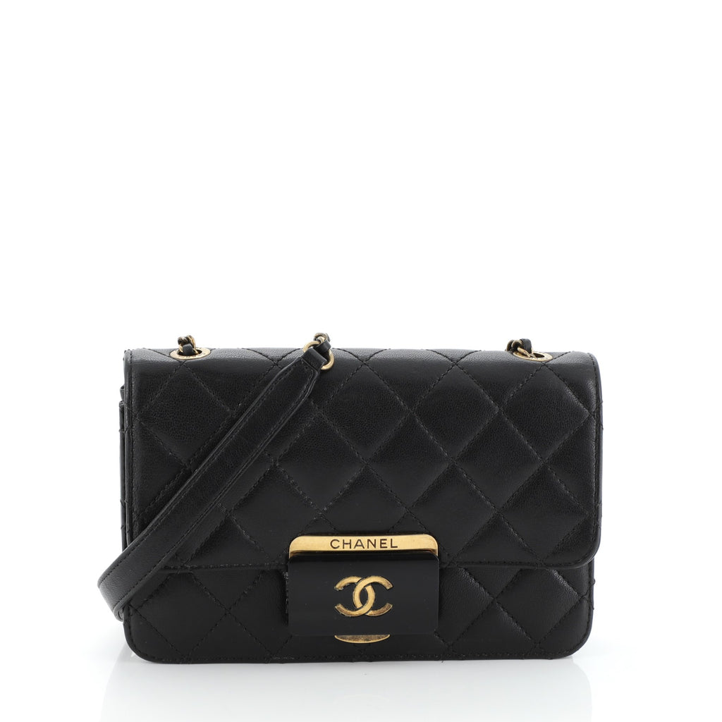 Chanel Beauty Lock Flap Bag Quilted Sheepskin Mini Black 480512