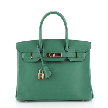 Hermes Birkin Handbag Green Epsom with Gold Hardware 30