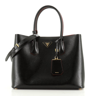Prada Cuir Double Tote Vernice Saffiano Leather Medium