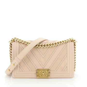 Chanel Boy Flap Bag Chevron Caviar and Calfskin Old Medium