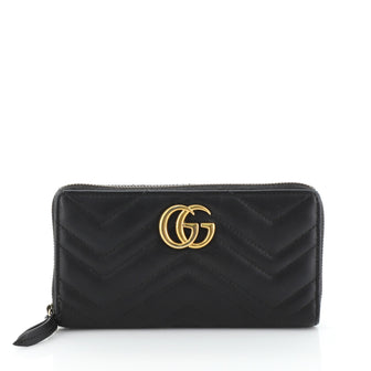 Gucci GG Marmont Zip Around Wallet Matelasse Leather 