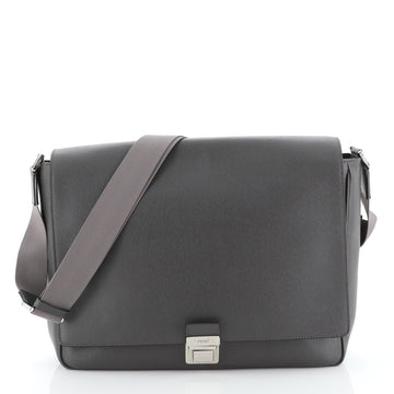 Fendi Pushlock Flap Messenger Bag Leather Large