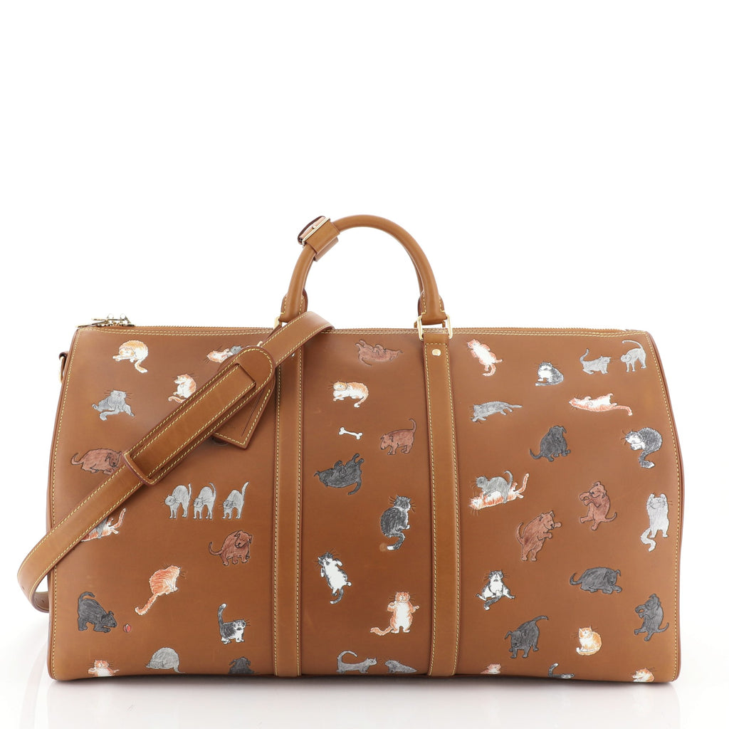 Louis Vuitton x Grace Coddington Keepall Bandouliere Catogram 55 Tan  Multicolor in Leather with Gold-tone - US