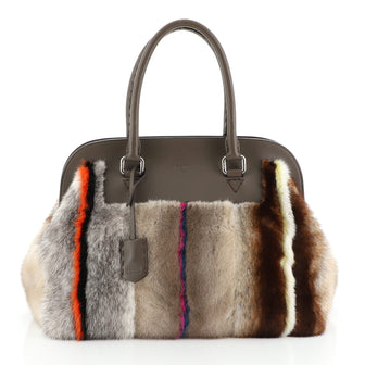 Fendi Adele 1328 Handbag Fur and Leather Large