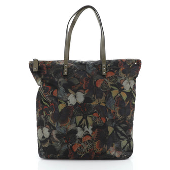 Valentino Rockstud Zip Tote Camubutterfly Printed Nylon Large