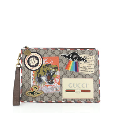 Gucci Courrier Pouch GG Coated Canvas with Applique 