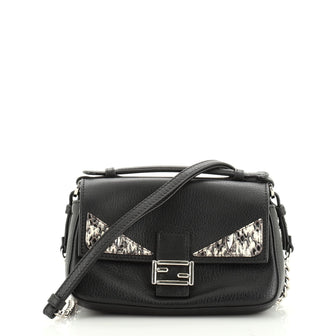 Fendi Monster Double Baguette Crossbody Bag Leather with Python Micro