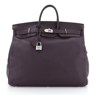 Hermes HAC Birkin Bag Purple Clemence with Palladium Hardware 50