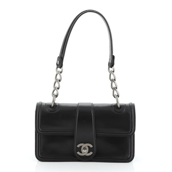 Chanel Aged Chain CC Top Handle Flap Bag Calfskin Small