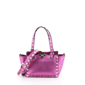 Valentino Rockstud Tote Pebbled Leather Micro