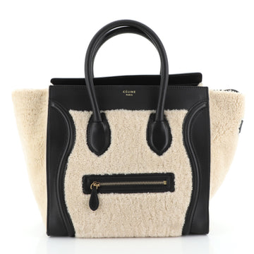 Celine Bicolor Luggage Bag Shearling Mini