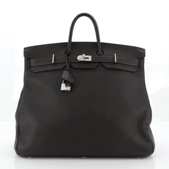 Hermes HAC Birkin Bag Brown Clemence with Palladium Hardware 50