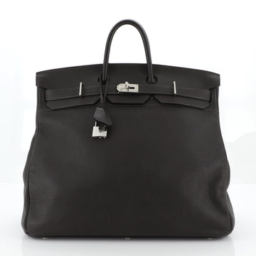 Hermes HAC Birkin Bag Brown Clemence with Palladium Hardware 50