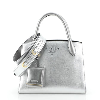 Prada Monochrome Tote Saffiano Leather with City Calfskin Small