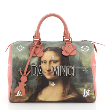 Louis Vuitton Speedy Handbag Limited Edition Jeff Koons Da Vinci Print Canvas 30