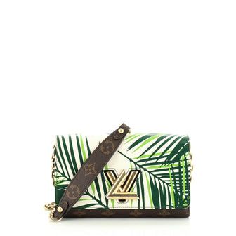 Louis Vuitton Twist Chain Wallet Limited Edition Palm Print Leather with Monogram Canvas 