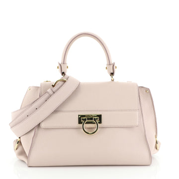 Salvatore Ferragamo Sofia Satchel Pebbled Leather Medium