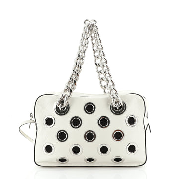 Prada Grommet Chain Shoulder Bag Vitello Daino Medium