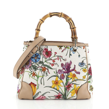 Gucci Bamboo Shopper Tote Flora Canvas Small