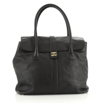 Chanel Vintage CC Turnlock Satchel Leather Large