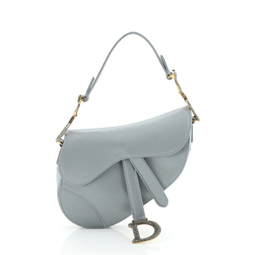 Christian Dior Saddle Handbag Satin with Crystals Mini