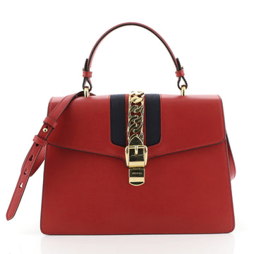 Gucci Sylvie Top Handle Bag Leather Medium