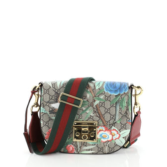 Gucci Padlock Saddle Shoulder Bag Tian Print GG Coated Canvas Medium