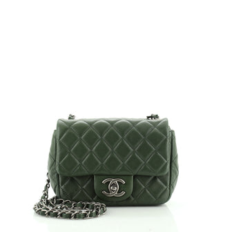 Square Classic Single Flap Bag Quilted Lambskin Mini