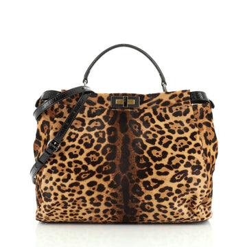 Fendi Peekaboo Bag Printed Pony Hair Regular