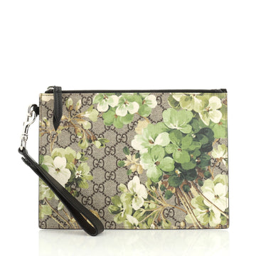 Gucci Zipped Pouch Blooms Print GG Coated Canvas Small