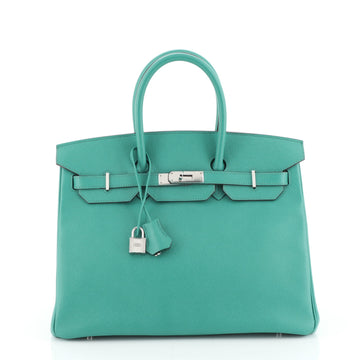 Hermes Birkin Handbag Blue Epsom with Palladium Hardware 35