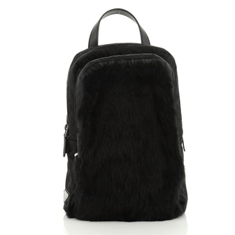 Prada Sling Backpack Fur with Quilted Tessuto 