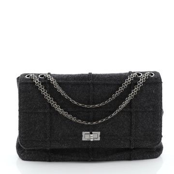 Chanel Chocolate Bar Mademoiselle Flap Bag Quilted Wool Jumbo