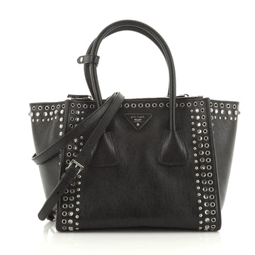 Prada Twin Pocket Tote Studded Leather Small