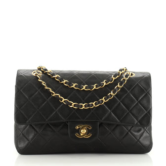 Chanel Vintage Classic Double Flap Bag Quilted Lambskin Medium