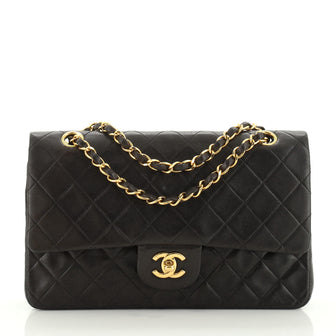 Chanel Vintage Classic Double Flap Bag Quilted Lambskin Medium