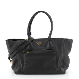 Prada Front Pocket Wing Convertible Tote Vitello Daino 