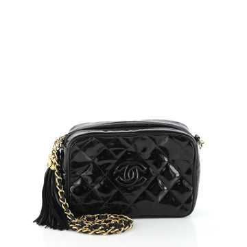 Chanel Vintage Diamond CC Camera Bag Quilted Patent Small