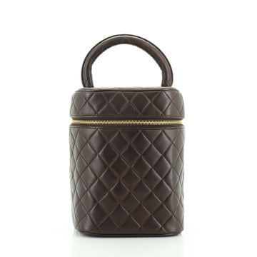 Chanel Vintage Cosmetic Case Quilted Lambskin Tall