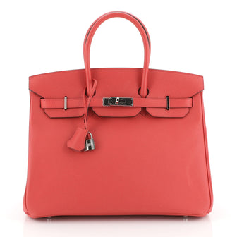 Hermes Birkin Handbag Red Epsom with Palladium Hardware 35