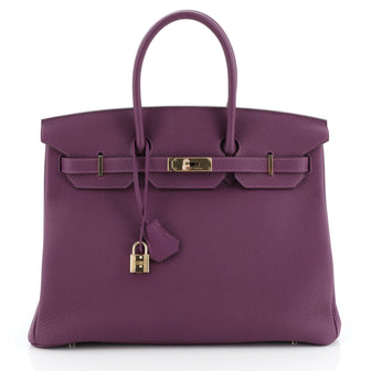 Hermes Birkin Handbag Purple Togo with Gold Hardware 35