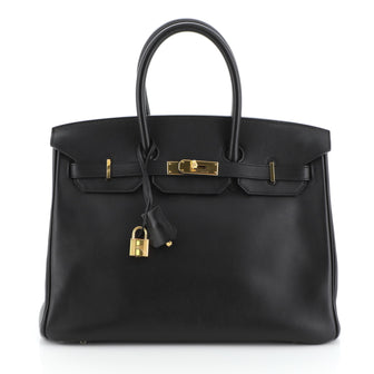 Hermes Birkin Handbag Black Swift with Gold Hardware 35