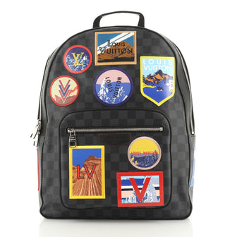 louis vuitton backpack patches Louis Vuitton Josh Backpack Alps Patches Damier Graphite Black 482311
