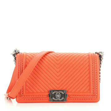 Chanel Braided Boy Flap Bag Chevron Lambskin Old Medium