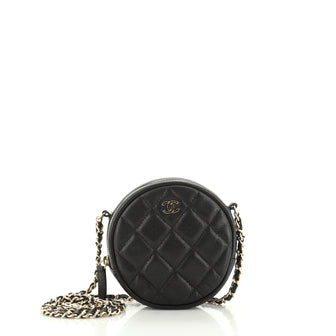 Chanel Round Clutch with Chain Quilted Caviar Mini