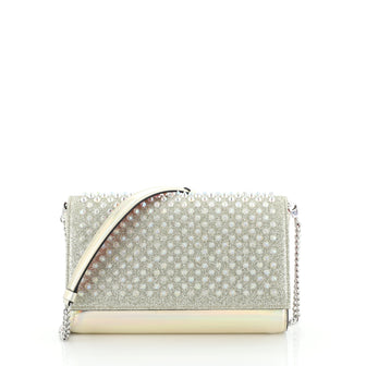 Christian Louboutin Paloma Clutch Holographic Spiked Leather 