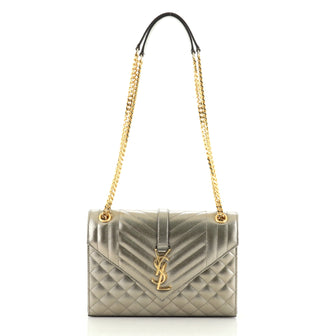 Saint Laurent Classic Monogram Envelope Satchel Quilted Leather Medium