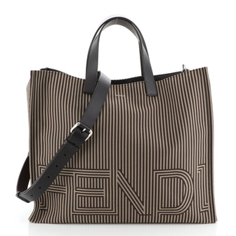 Fendi Optical Convertible Tote Striped Nylon Large