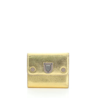 Christian Dior Diorama Compact Flap Wallet Leather 