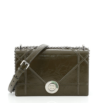 Christian Dior Diorama Clasp Flap Bag Crinkled Lambskin Medium